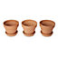 Laleh Terracotta Circular Plant pot (Dia)13.5cm, Pack of 3