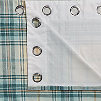 Lamego Cream & duck egg Tartan Lined Eyelet Curtains (W)167cm (L)228cm, Pair