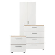 Lamego Matt & high gloss white oak effect 3 piece Bedroom furniture set