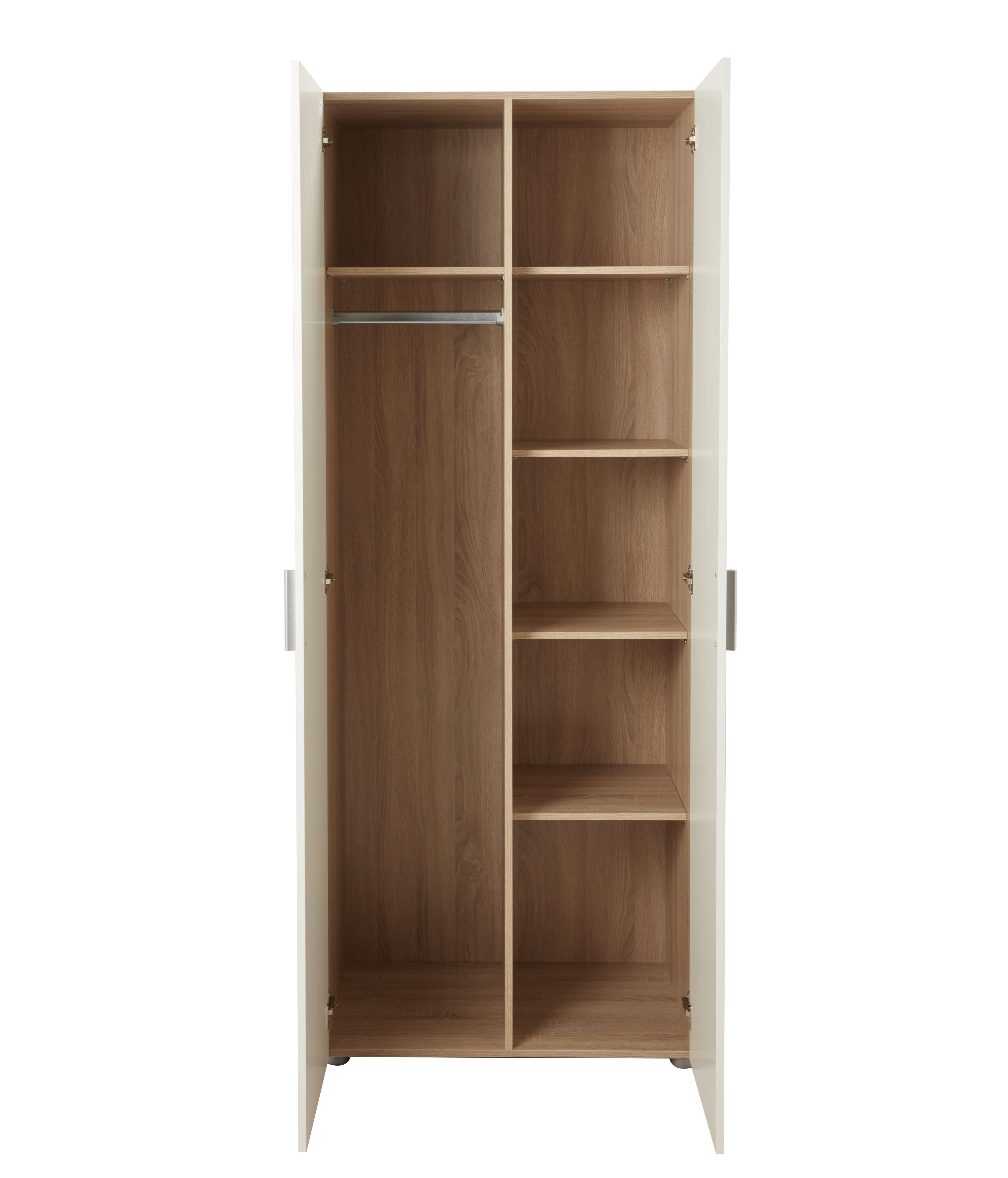 Lamego Modern Matt & high gloss white oak effect Double Wardrobe (H)2009mm (W)787mm (D)497.5mm