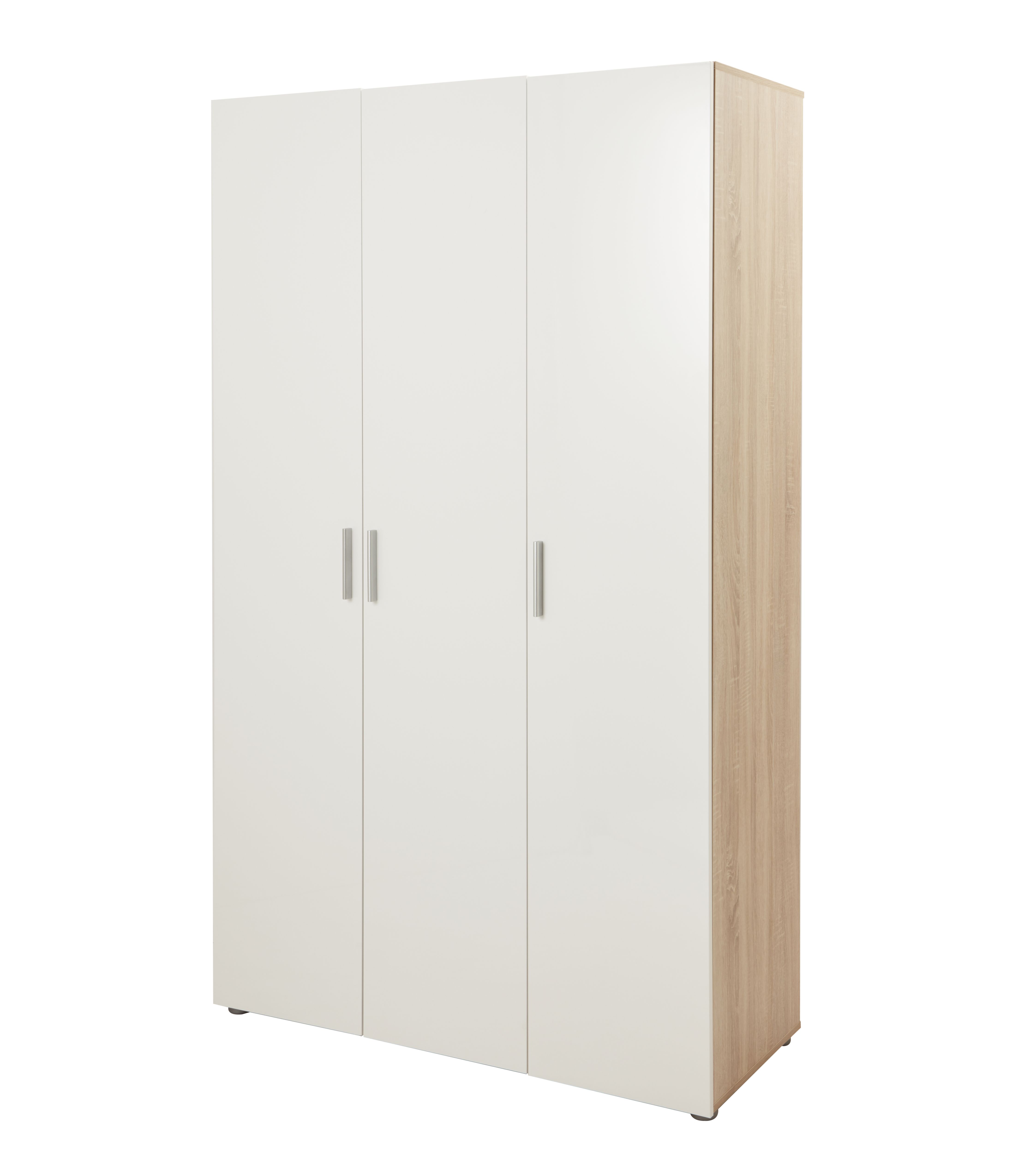 Evie matt & high gloss store white oak effect double wardrobe