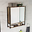 Lana Matt Brown Double Bathroom Wall cabinet With 2 mirror doors (H)600mm (W)535mm