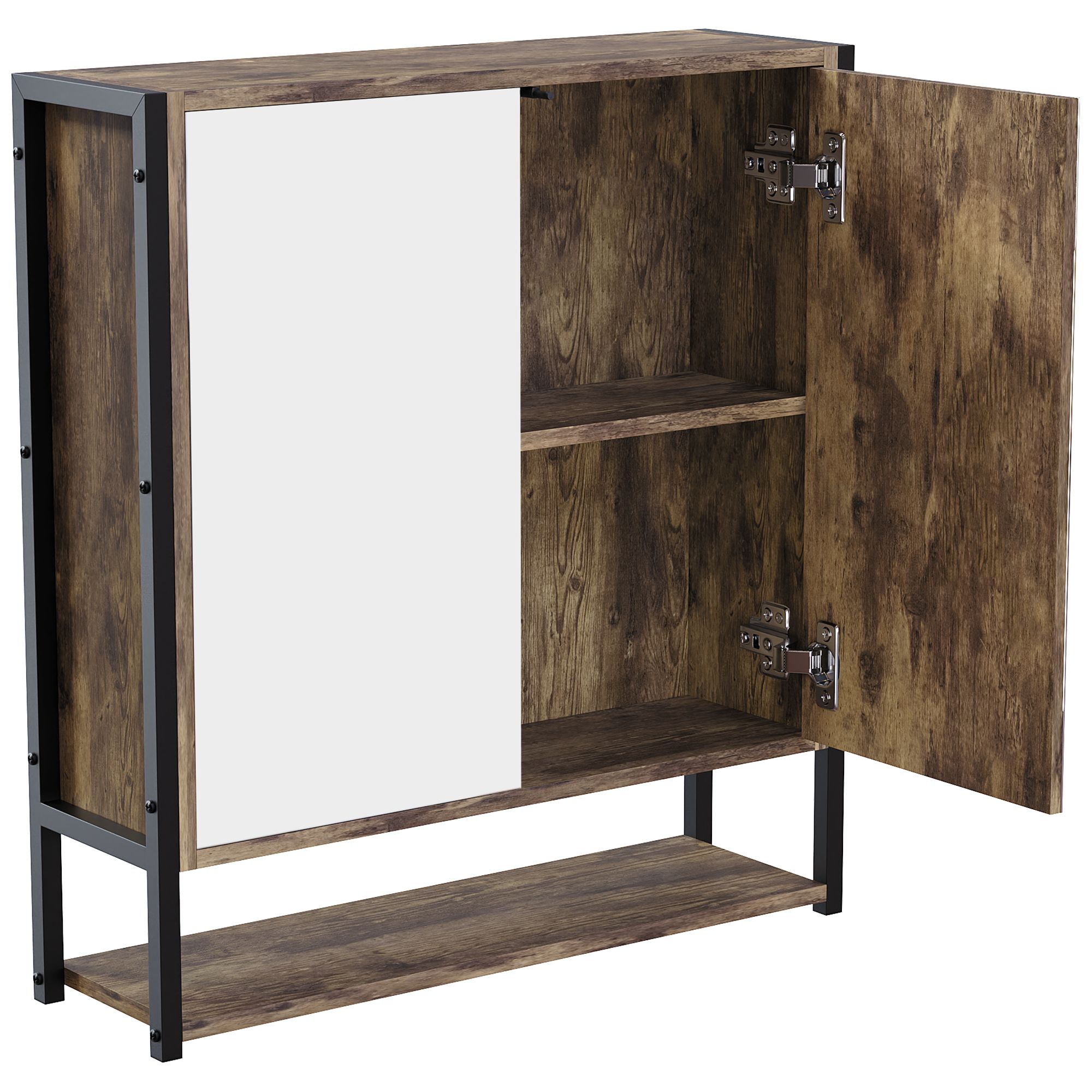 Lana Matt Brown Double Bathroom Wall cabinet With 2 mirror doors (H)600mm (W)535mm