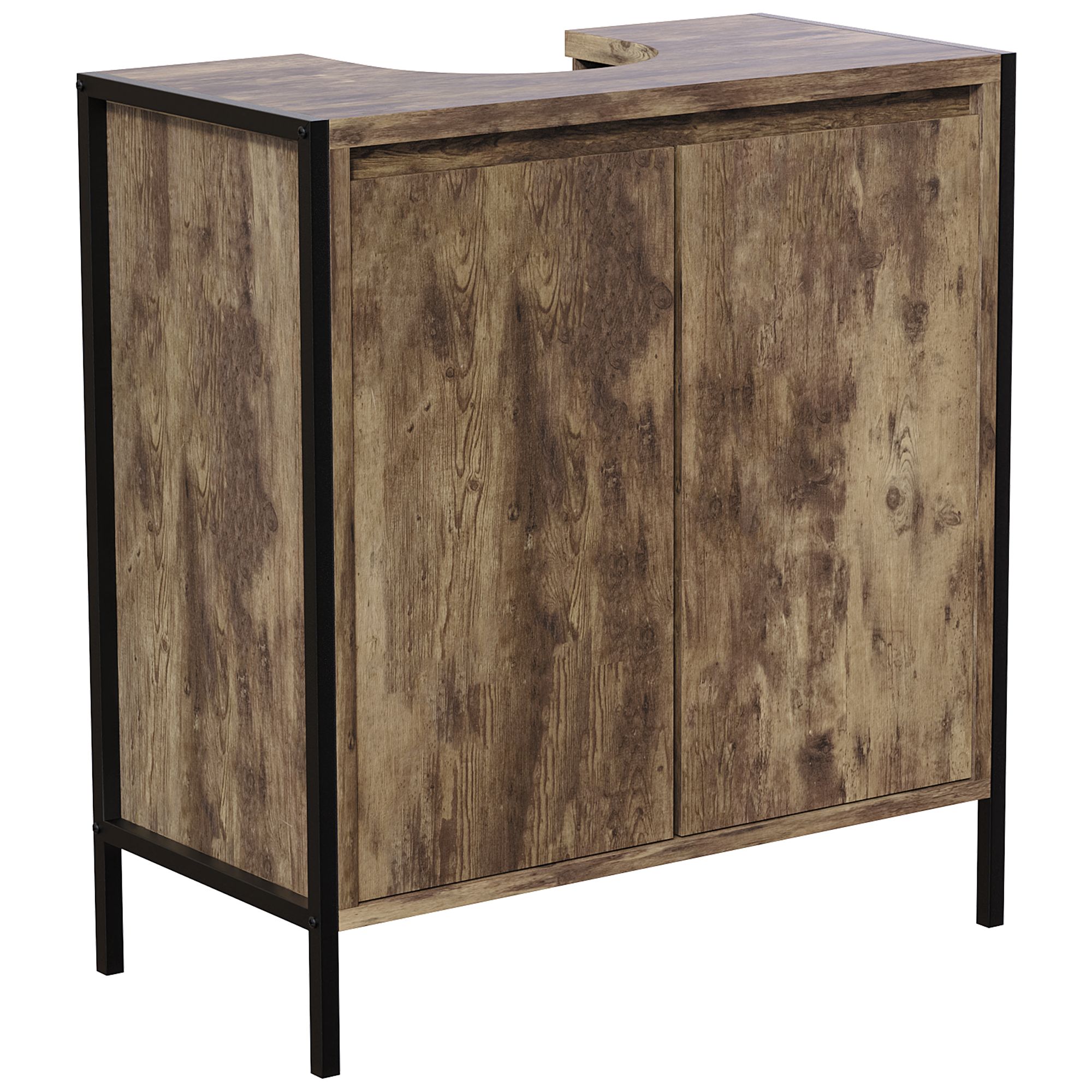 Lana Matt Brown Freestanding Double Bathroom Sink cabinet (H)65cm (W)60cm
