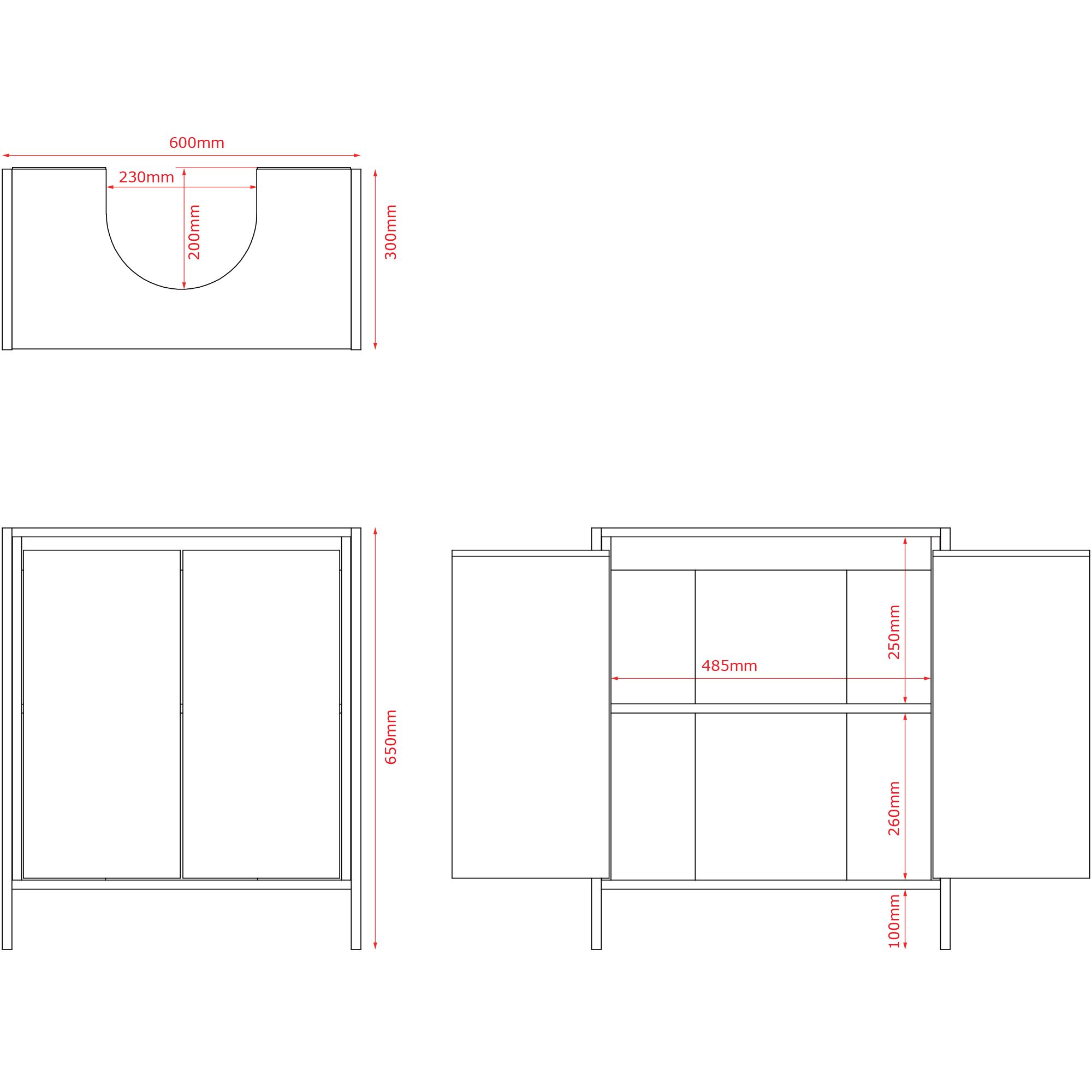 Lana Matt Brown Freestanding Double Bathroom Sink cabinet (H)65cm (W)60cm