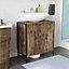 Lana Matt Brown Freestanding Double Bathroom Sink cabinet (H)65cm (W)60cm