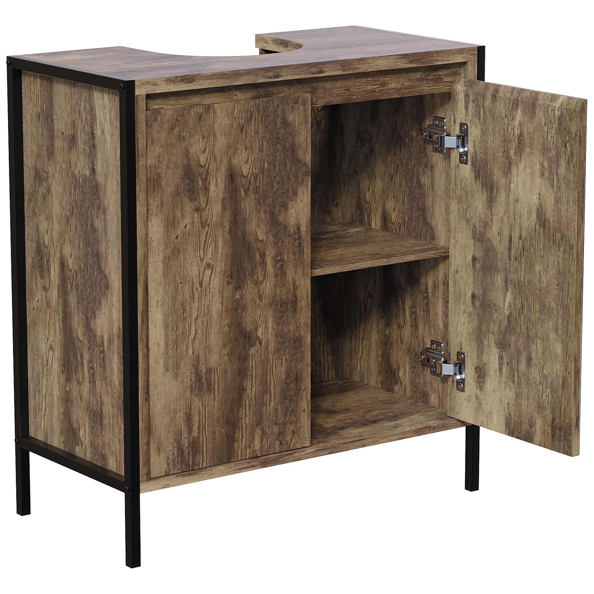 Lana Matt Brown Freestanding Double Bathroom Sink cabinet (H)65cm (W)60cm