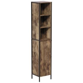 Lana Tall Matt Brown Single Freestanding Bathroom Cabinet (H)172cm (W)33cm