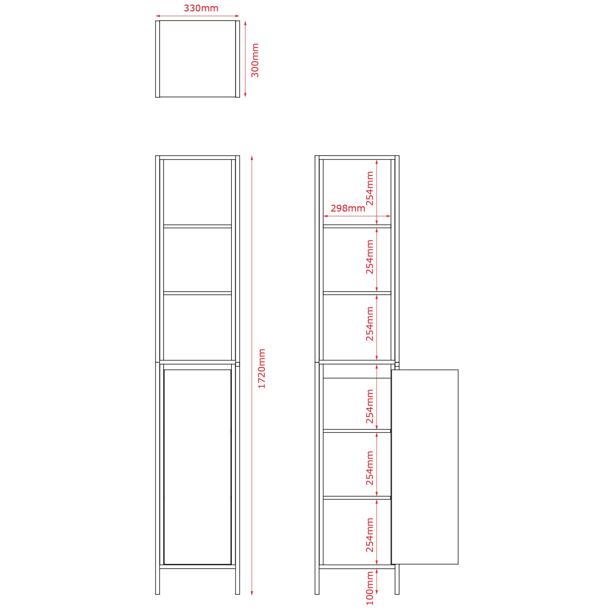 Lana Tall Matt Brown Single Freestanding Bathroom Cabinet (H)172cm (W)33cm