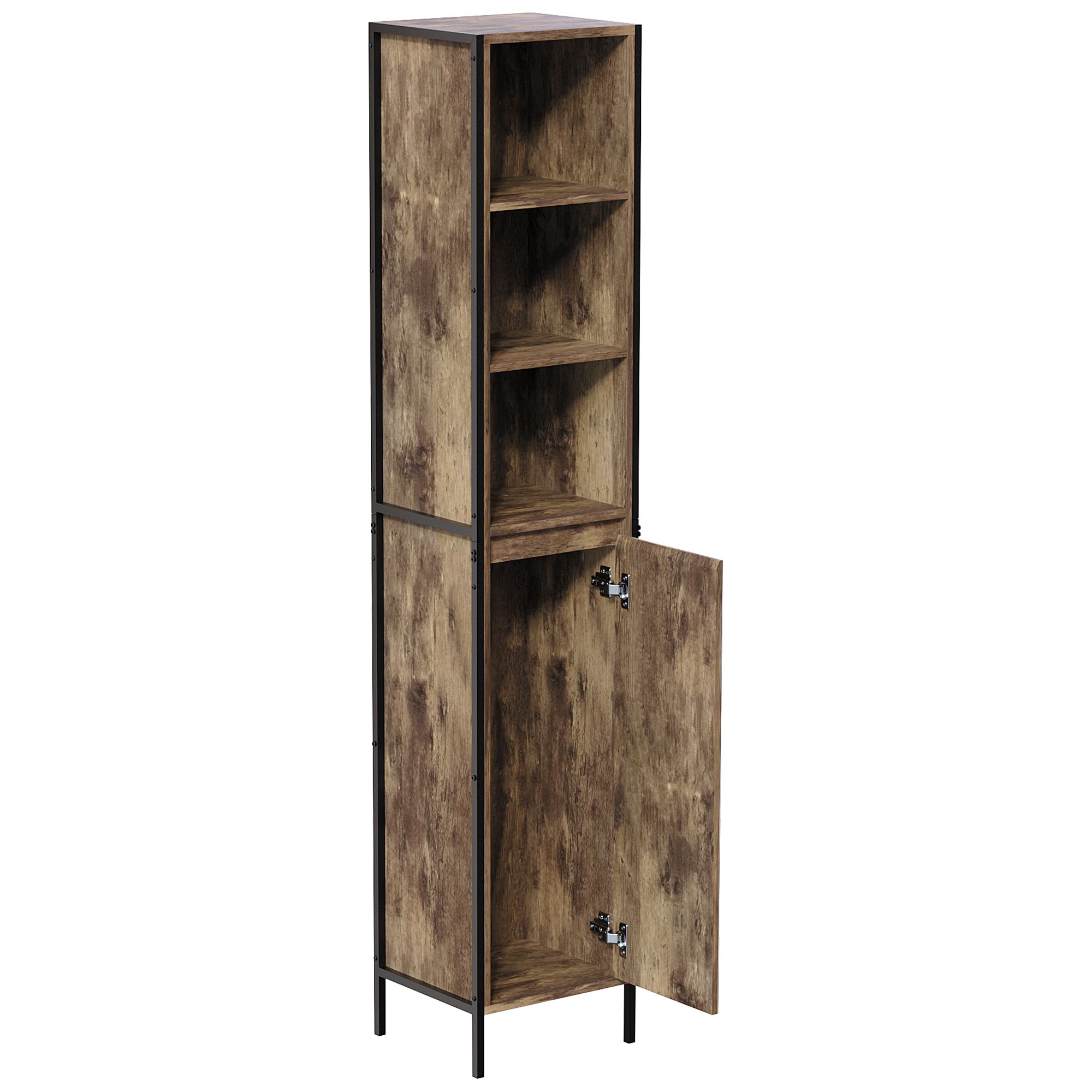 Lana Tall Matt Brown Single Freestanding Bathroom Cabinet (H)172cm (W)33cm