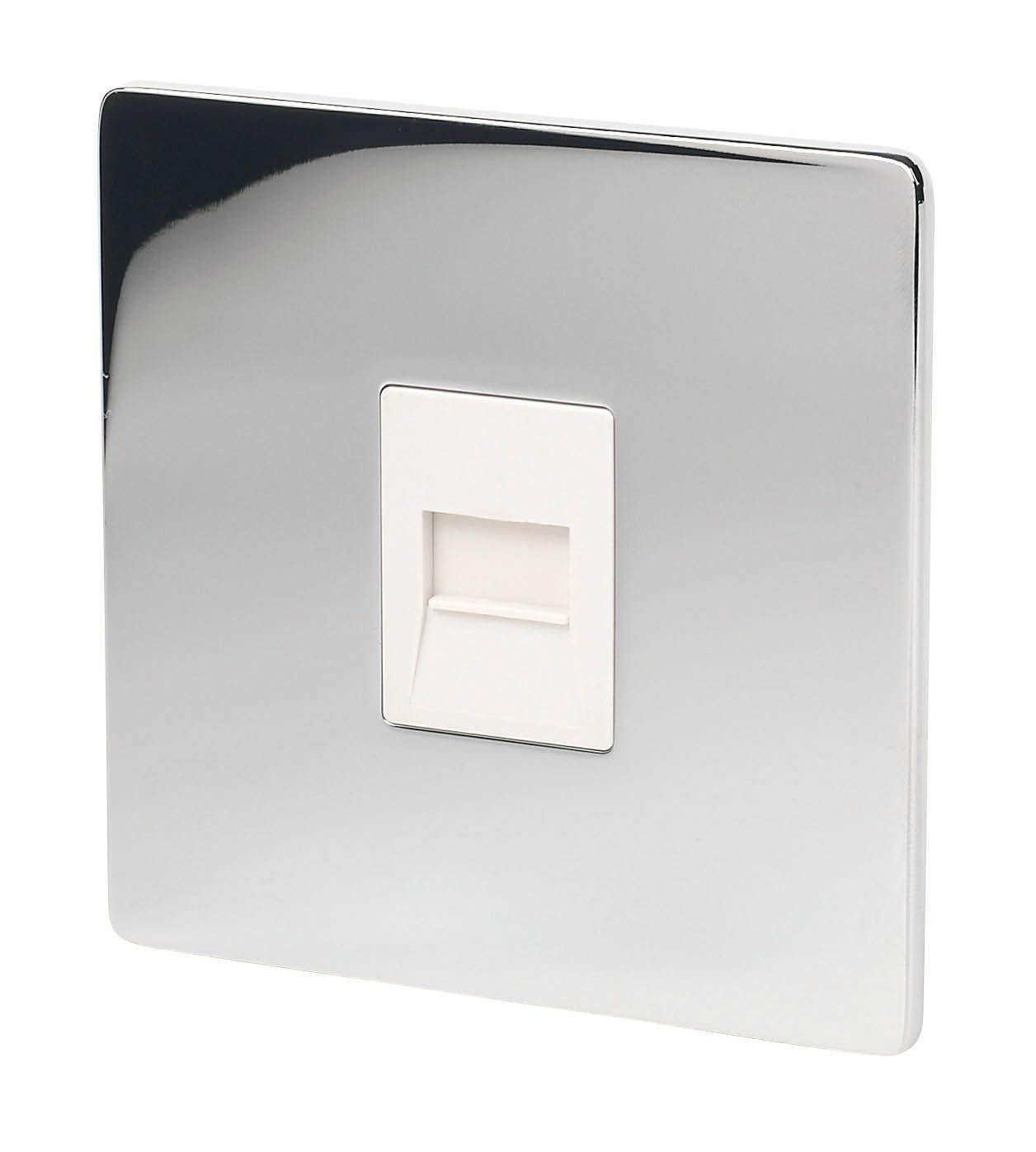 LAP 1 gang Flat plate Chrome effect Telephone socket