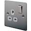 LAP 13A Stainless steel effect Unswitched socket