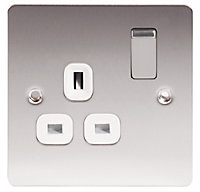 LAP 13A Stainless steel effect Unswitched socket