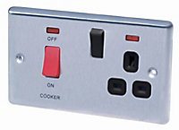 LAP 45A Stainless steel effect Cooker switch & socket