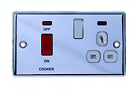 LAP 45A White chrome effect Cooker Switch