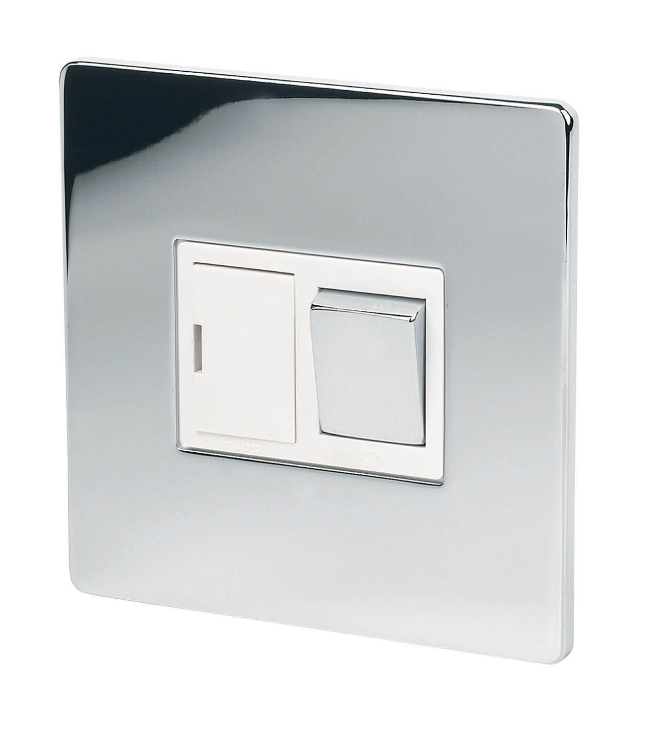 LAP Chrome 13A Flat profile Screwless Switched Connection unit