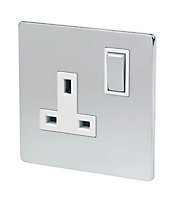 LAP Chrome 13A Screwless Socket with White inserts