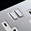 LAP Chrome 13A Screwless Switched Socket with White inserts