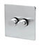 LAP Chrome Flat profile Double 2 way Screwless Dimmer switch