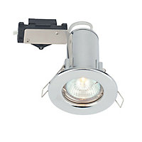 LAP, Pack of 10 Polished Chrome effect Fire-rated Downlight 50W