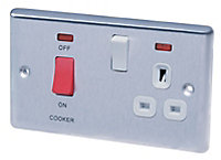 LAP Steel 45A Cooker switch & socket with White inserts