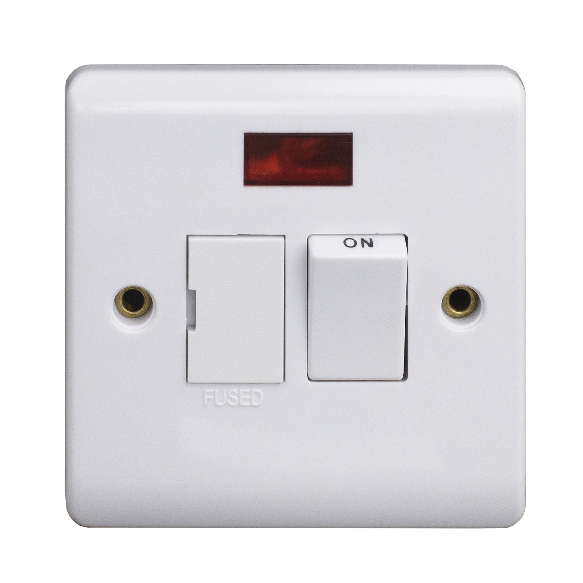 LAP White 13A 2 way Raised slim profile Screwed Switched Neon indicator Fused connection unit