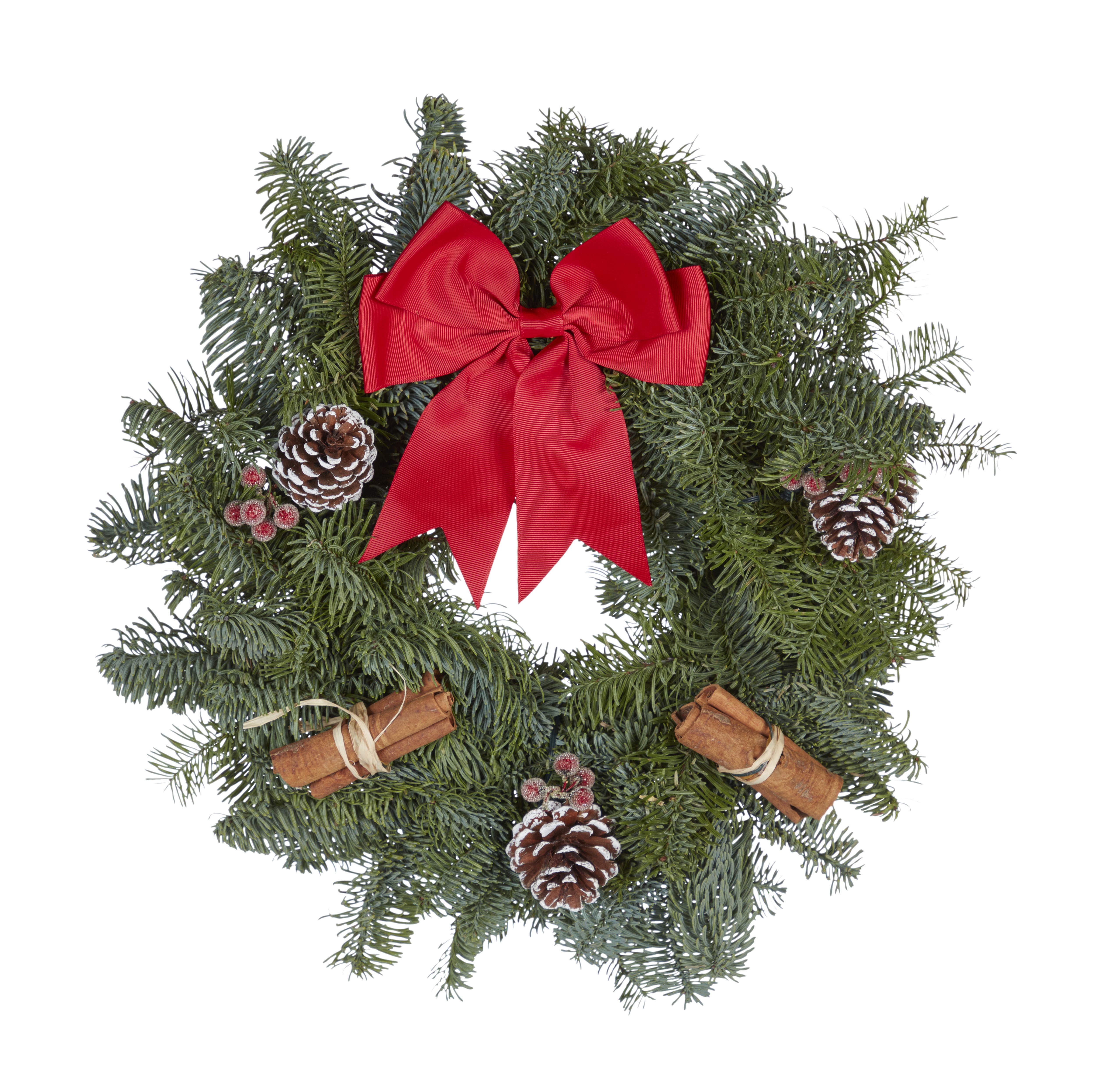 Large Bow & pine cone Real Wreath