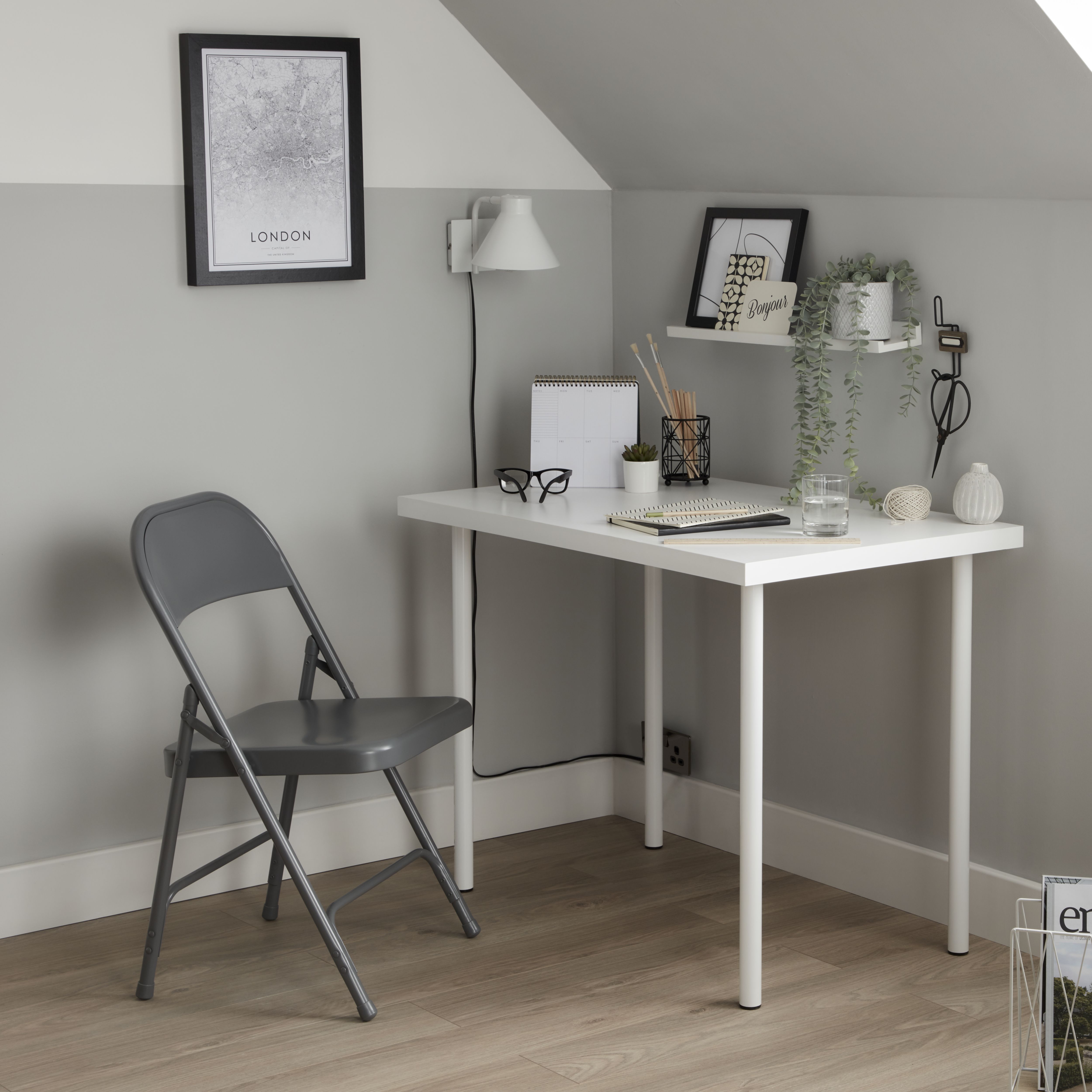 Lasana Dark grey Folding chair (H)790mm (W)470mm (D)450mm