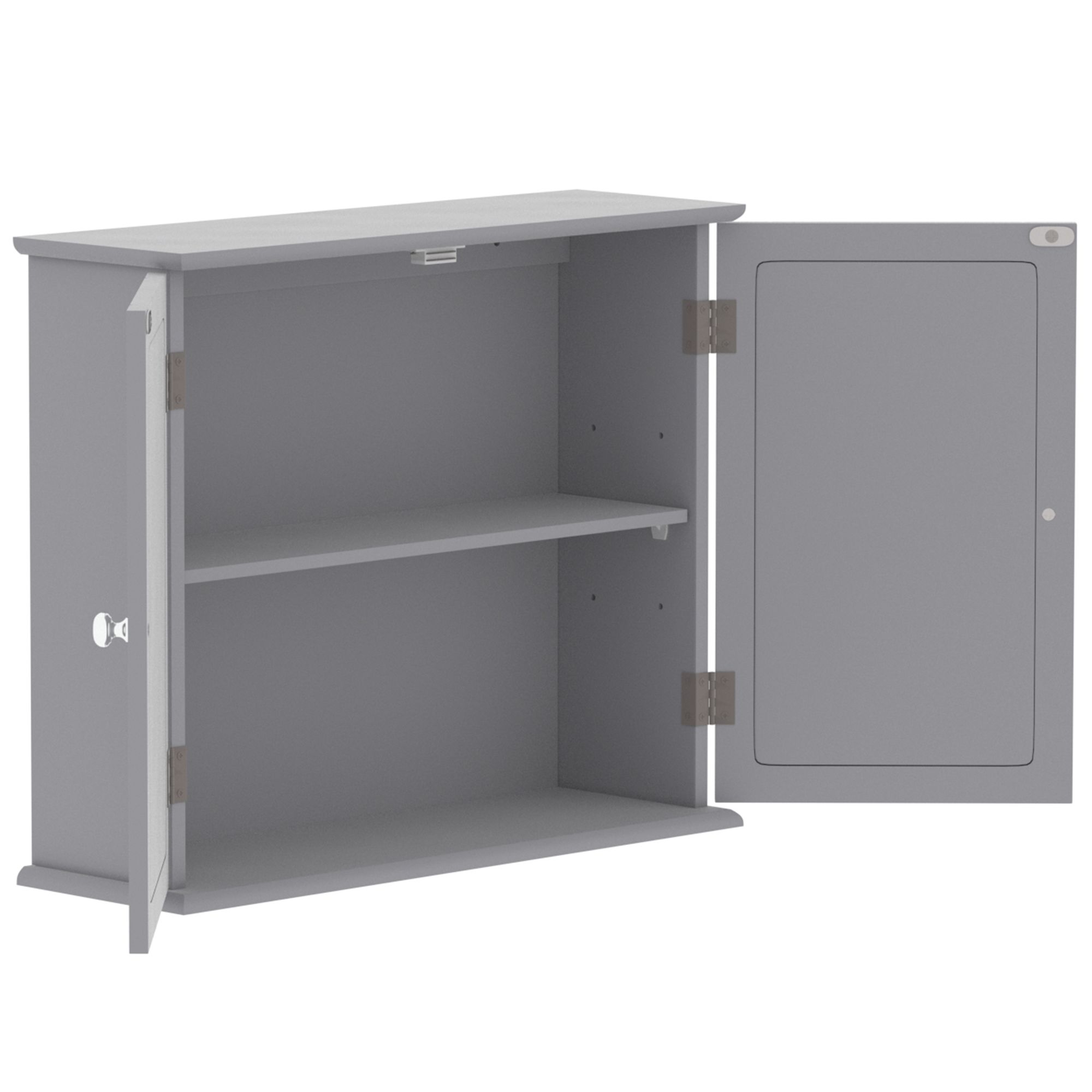 Lassic Hayle Matt Grey Double Bathroom Wall cabinet Mirrored (H)47cm (W)57cm