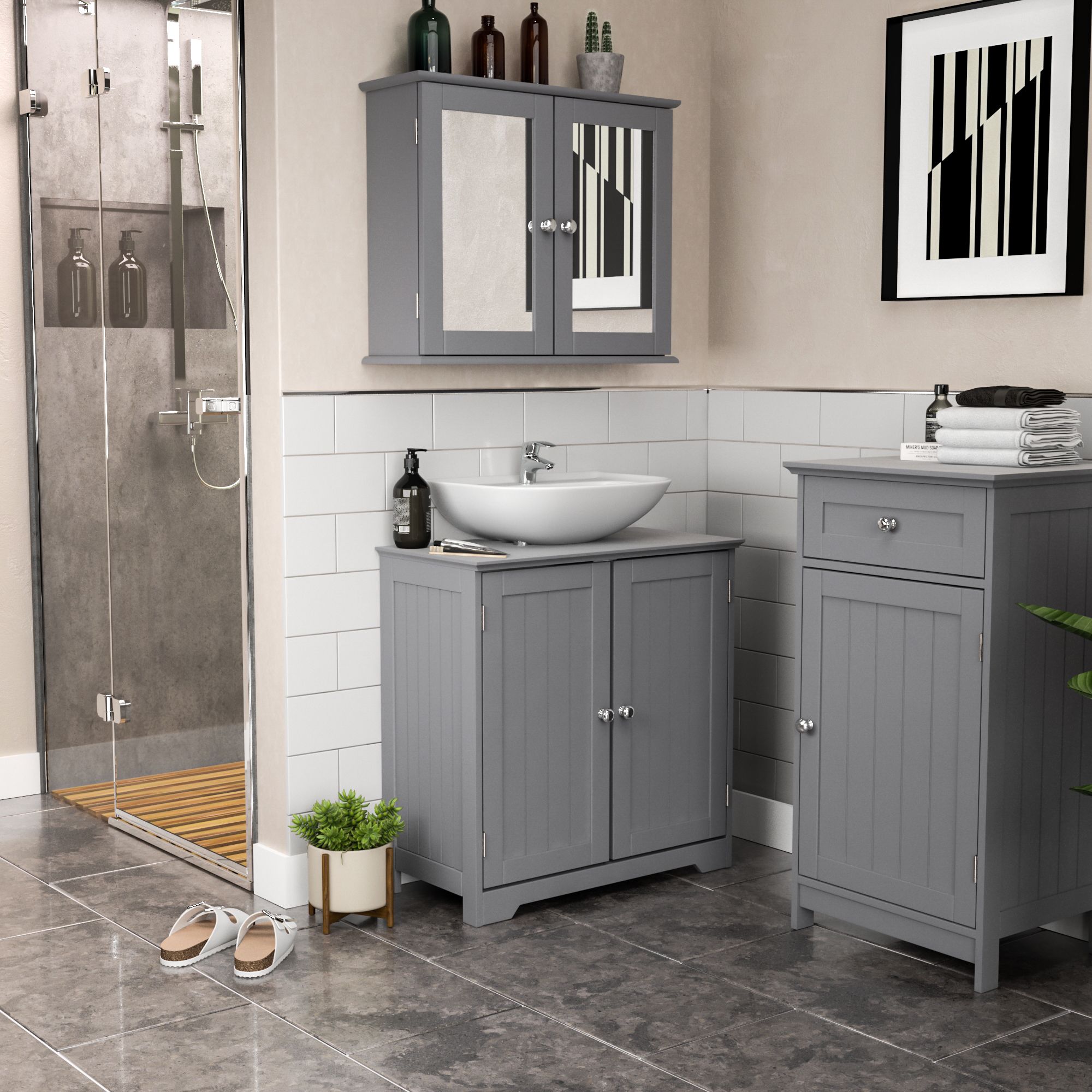 Lassic Rebecca Jones Matt Grey Freestanding Single Bathroom Drawer cabinet (H)77cm (W)43cm