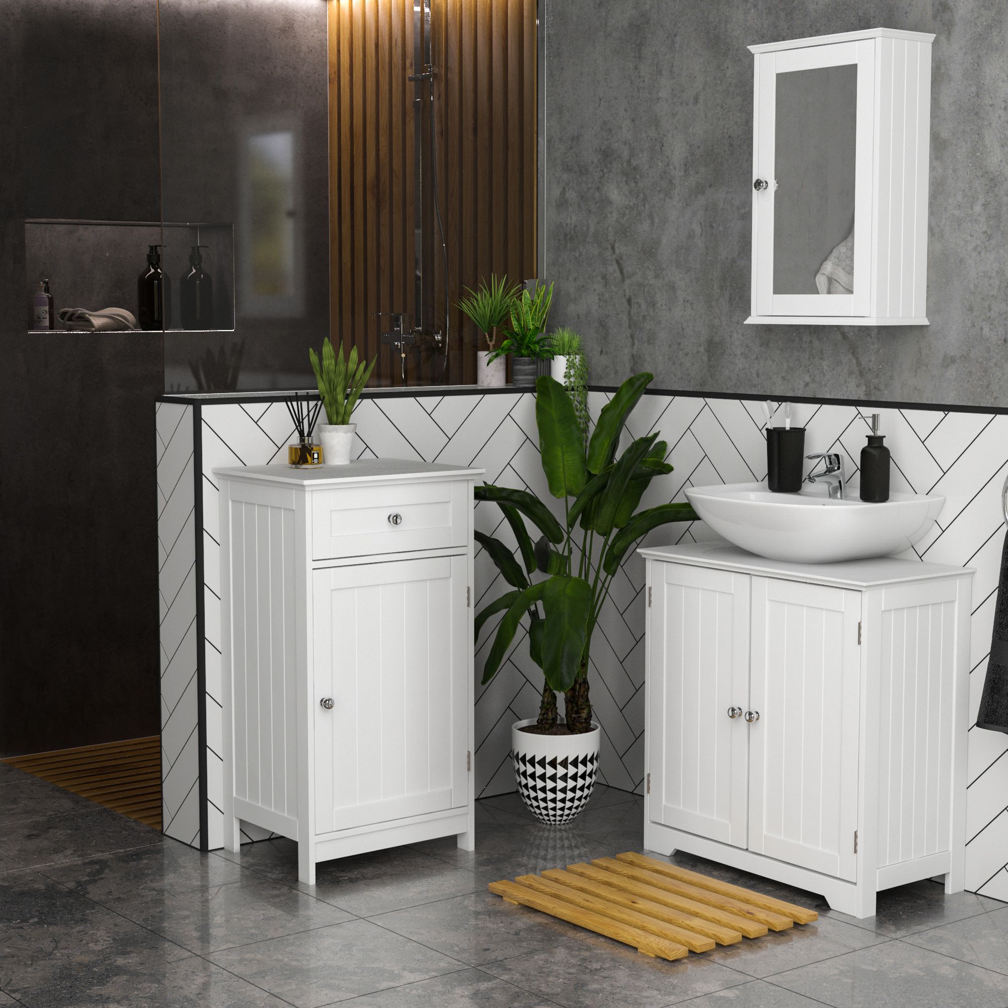 Lassic Rebecca Jones Matt White Freestanding Single Bathroom Drawer cabinet (H)77cm (W)43cm