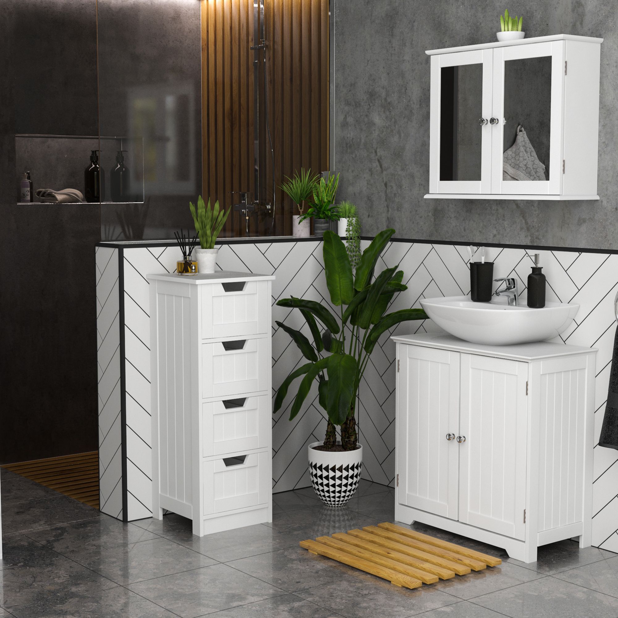 Lassic Rebecca Jones Matt White Narrow 4 Drawer unit (H)810mm (W)300mm