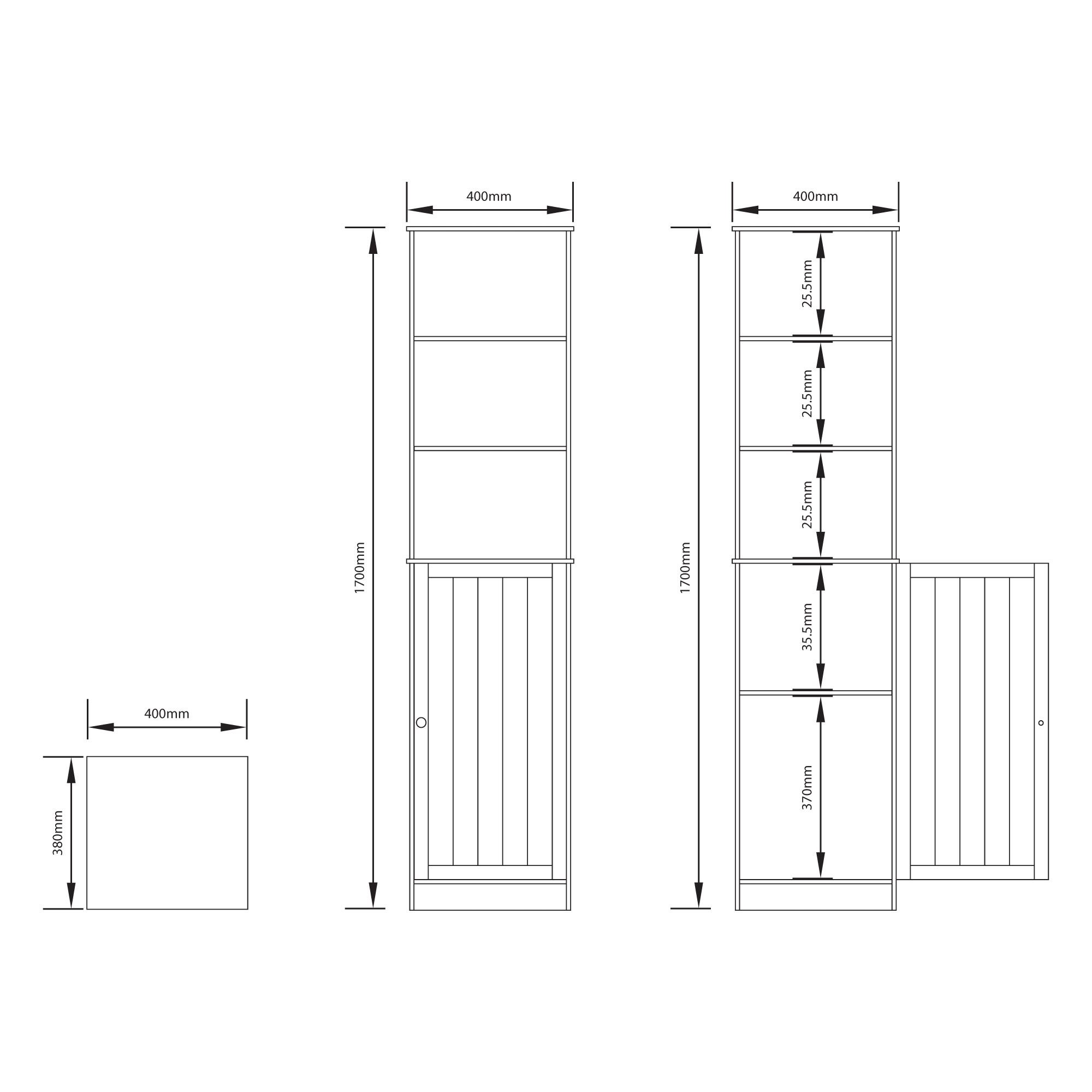 Lassic Rebecca Jones Tall Matt Grey Single Wall-mounted Bathroom Cabinet (H)170cm (W)40cm