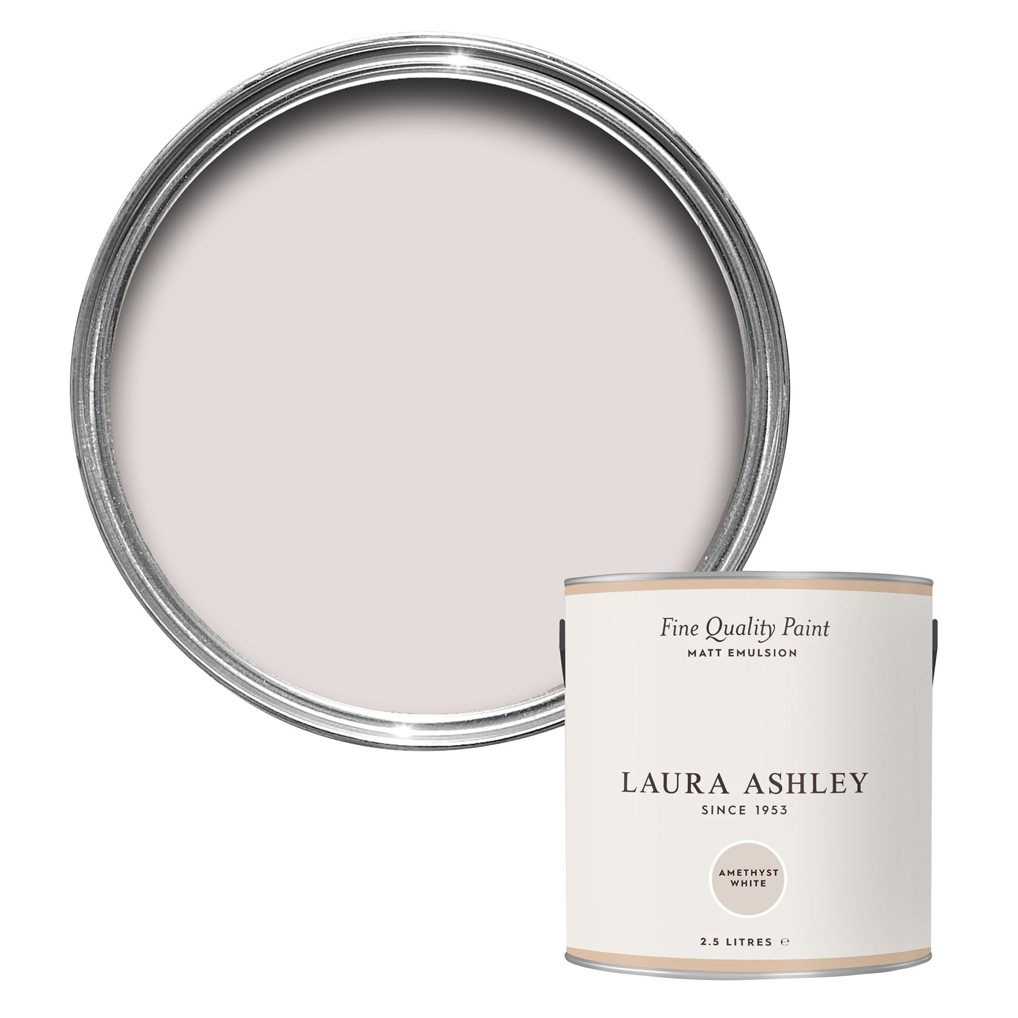 Laura Ashley Amethyst White Matt Emulsion paint, 2.5L