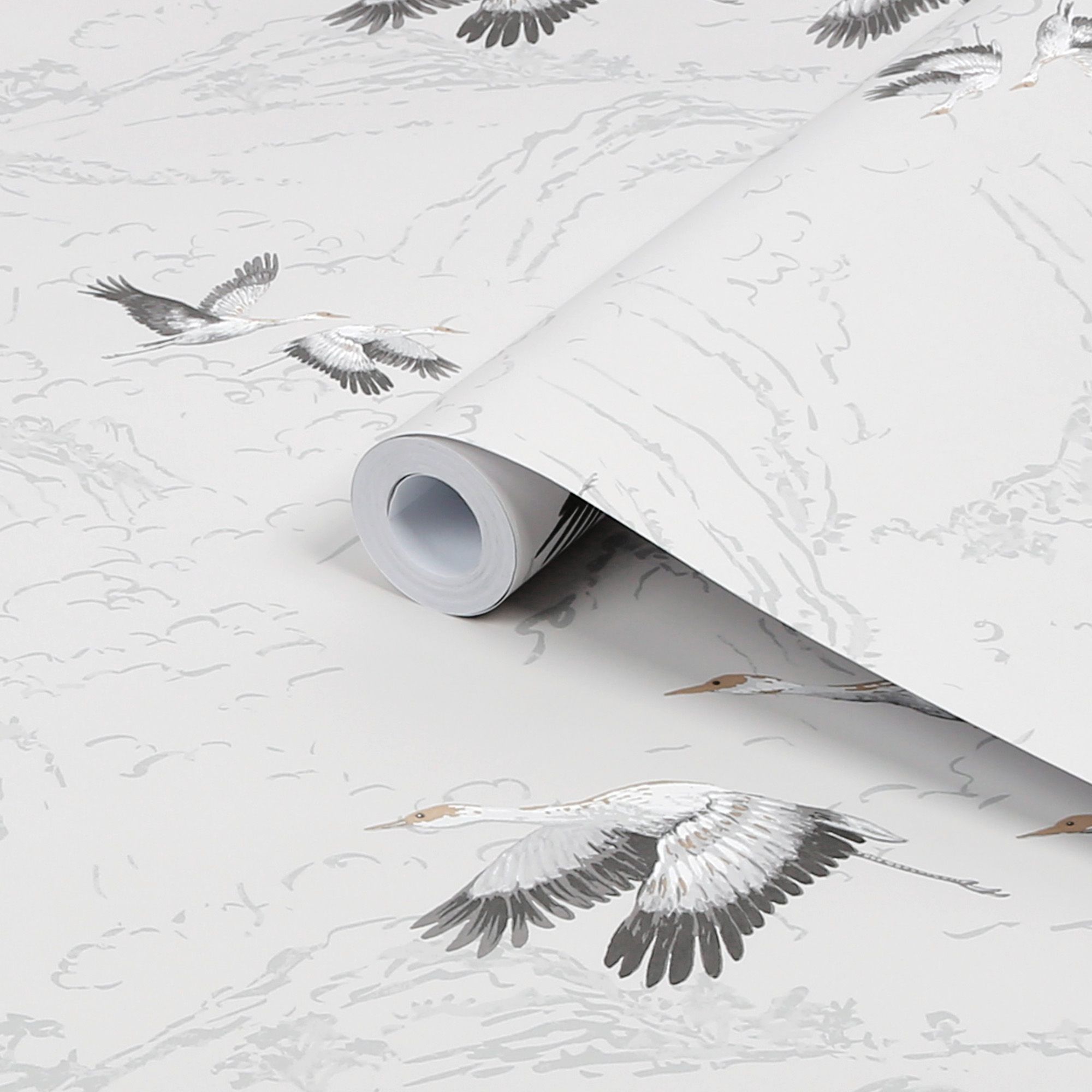 Laura Ashley Animalia Silver effect Bird Smooth Wallpaper