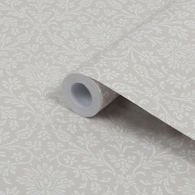 Laura Ashley Annecy Dove grey Damask Smooth Wallpaper Sample