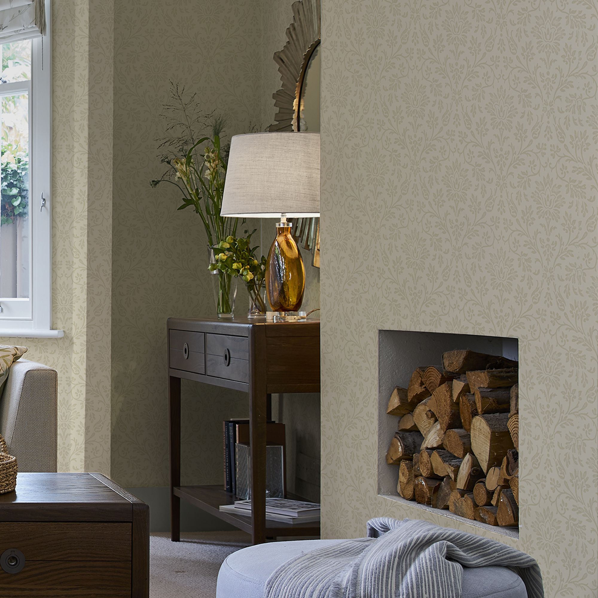 Laura Ashley Annecy Linen Damask Smooth Wallpaper