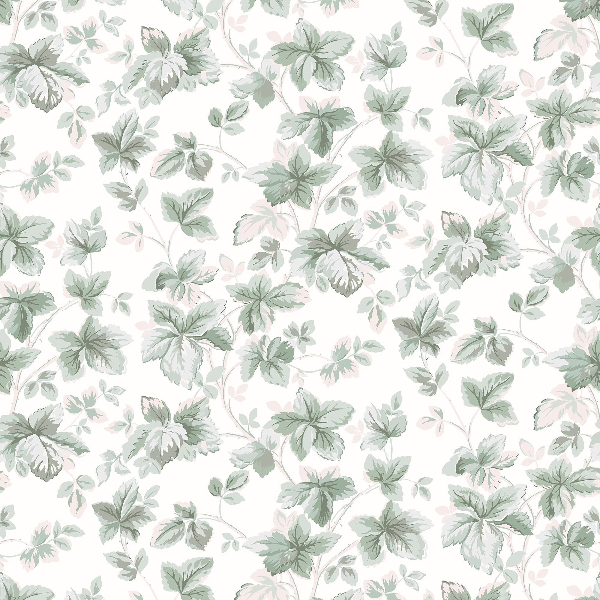 Laura Ashley Autumn Sage green Leaves Smooth Wallpaper Sample