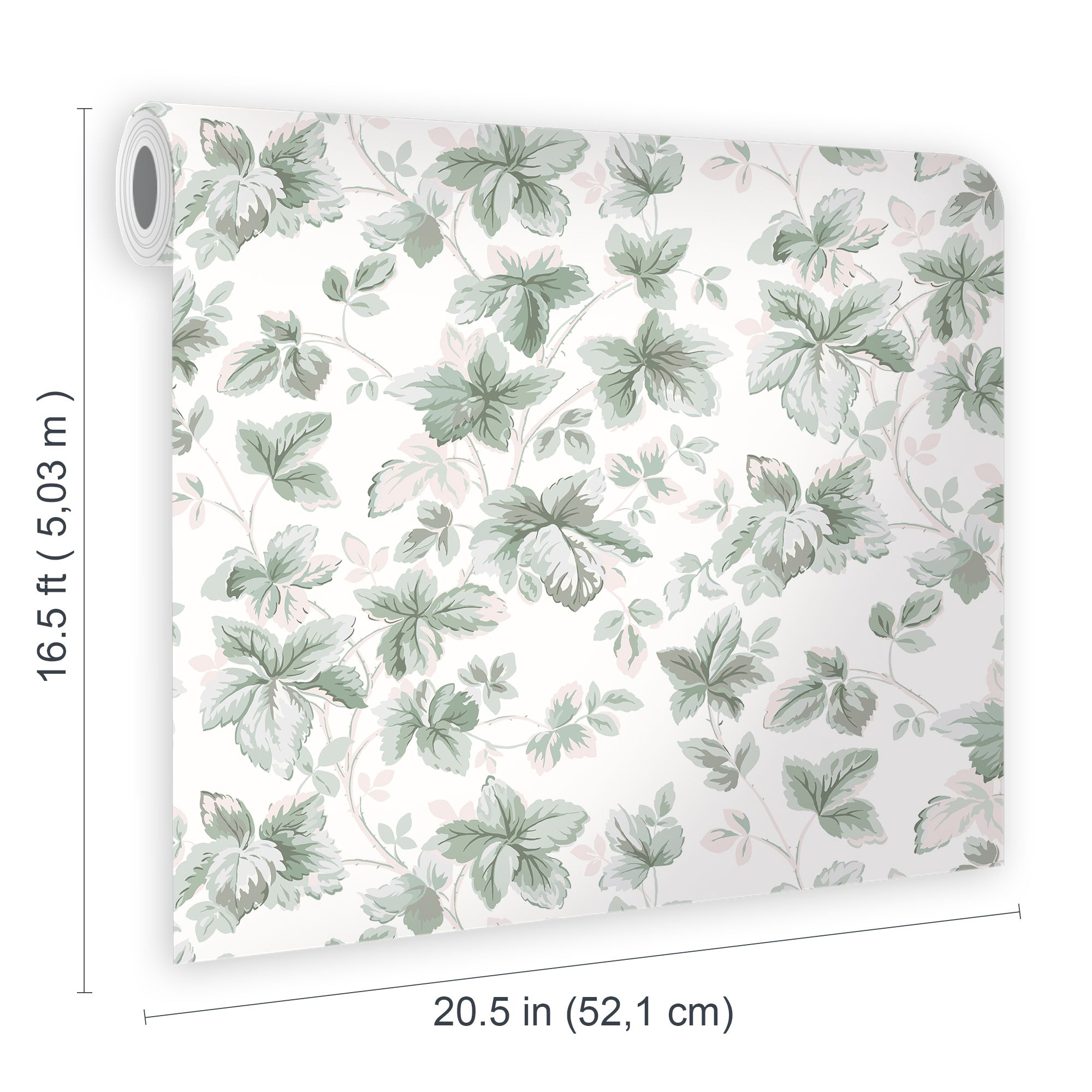 Laura Ashley Autumn Sage green Leaves Smooth Wallpaper Sample