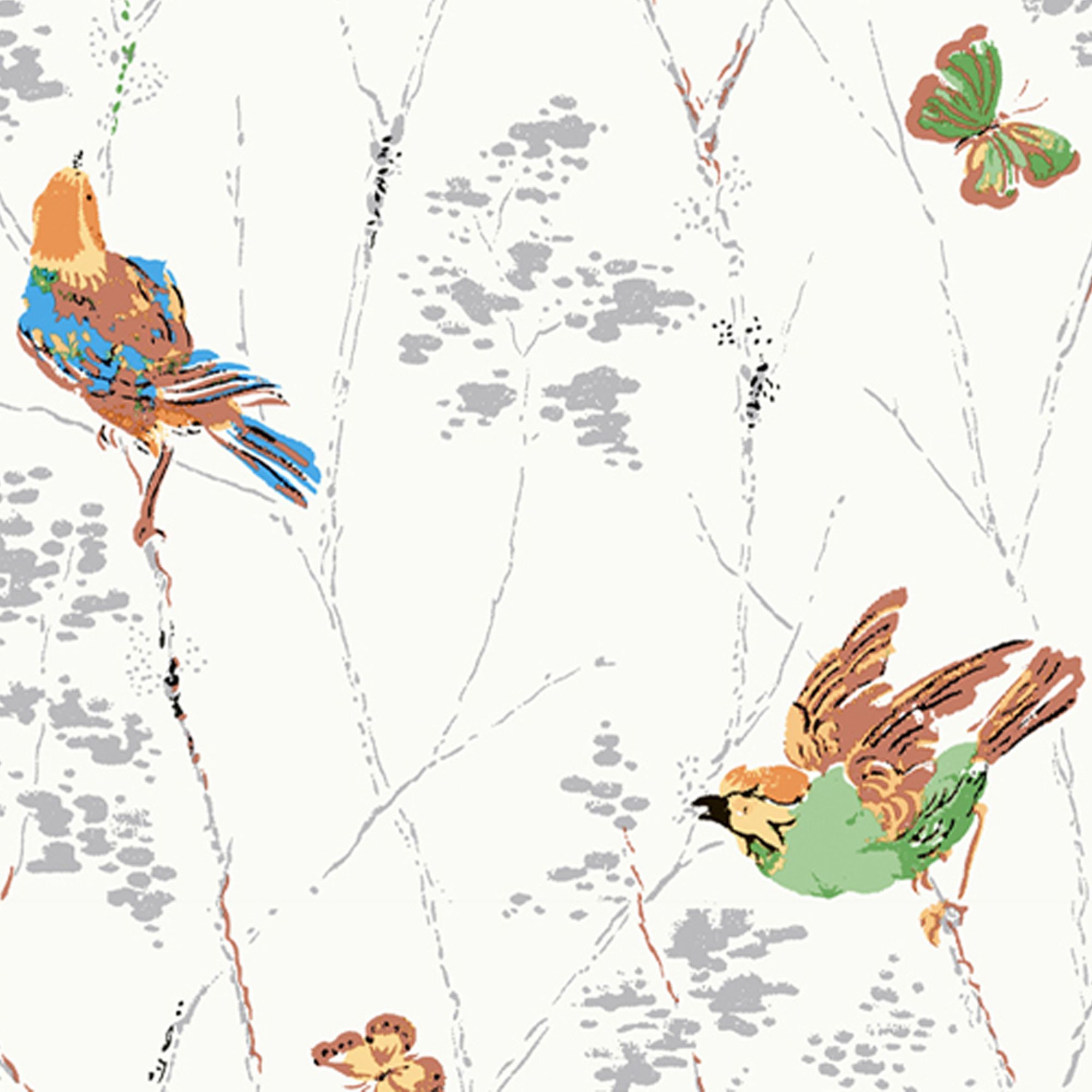 Laura Ashley Aviary Natural Animal Smooth Wallpaper Sample