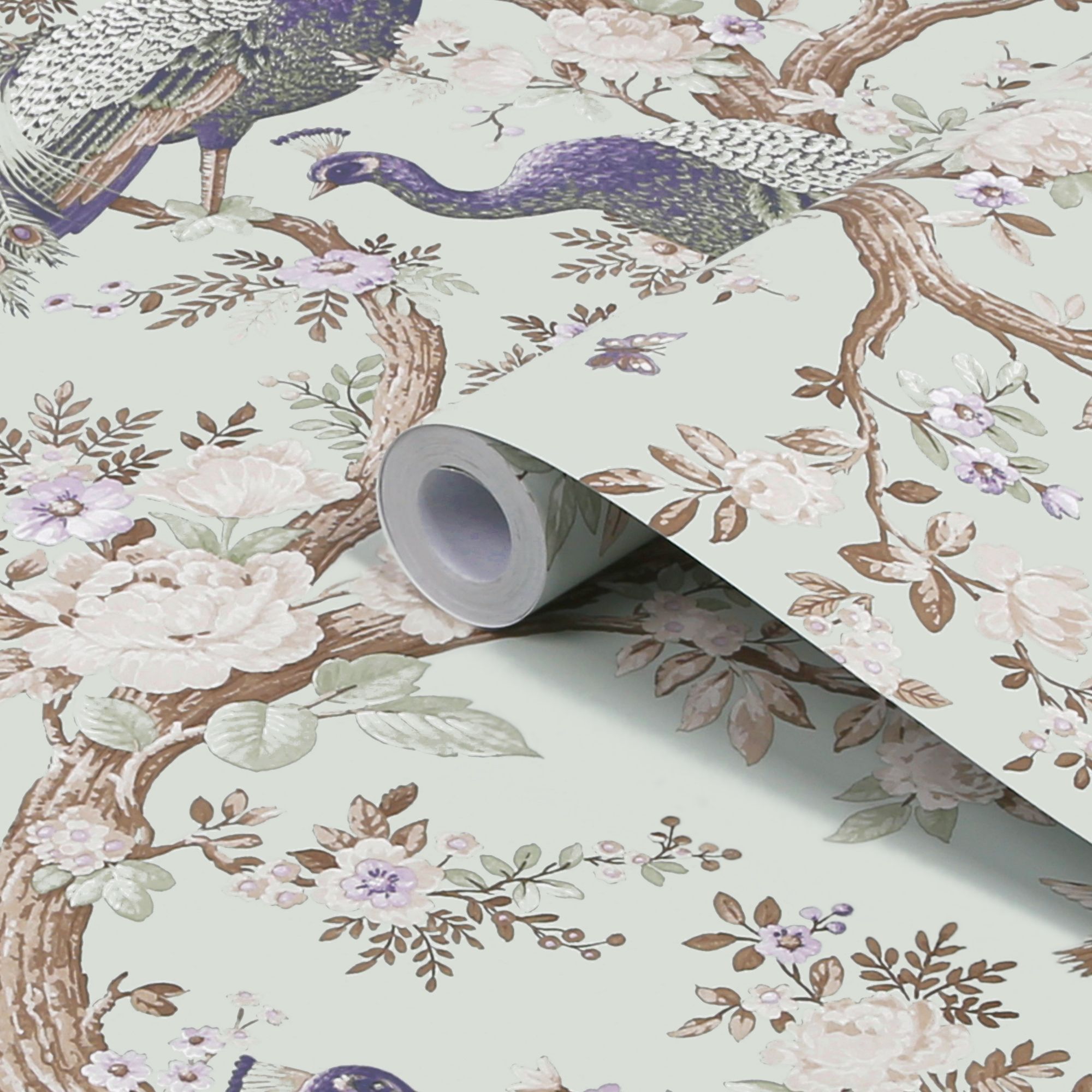 Laura Ashley Belvedere Duck egg Peacock Smooth Wallpaper