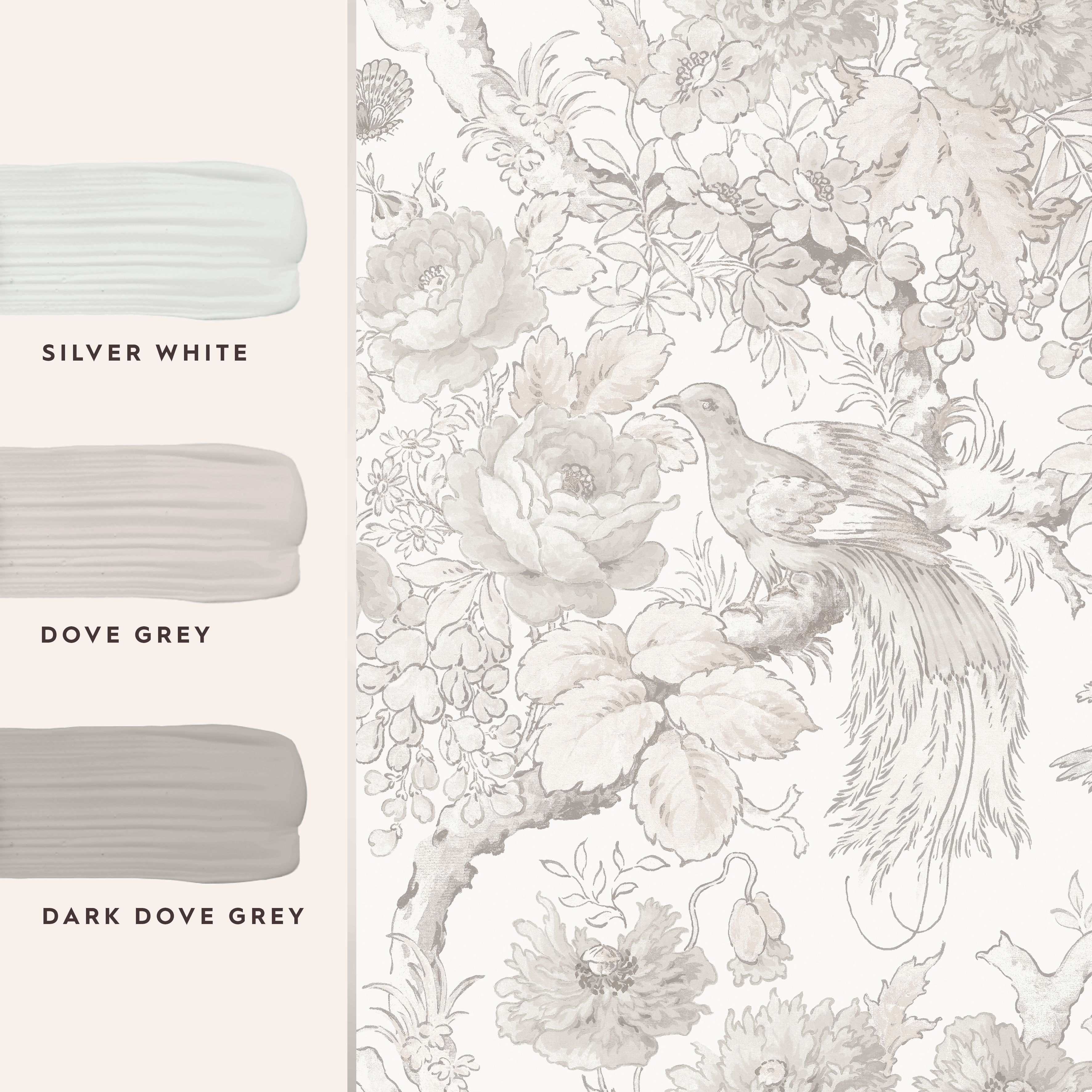 Laura Ashley Birtle Dove Grey Floral Smooth Wallpaper Sample