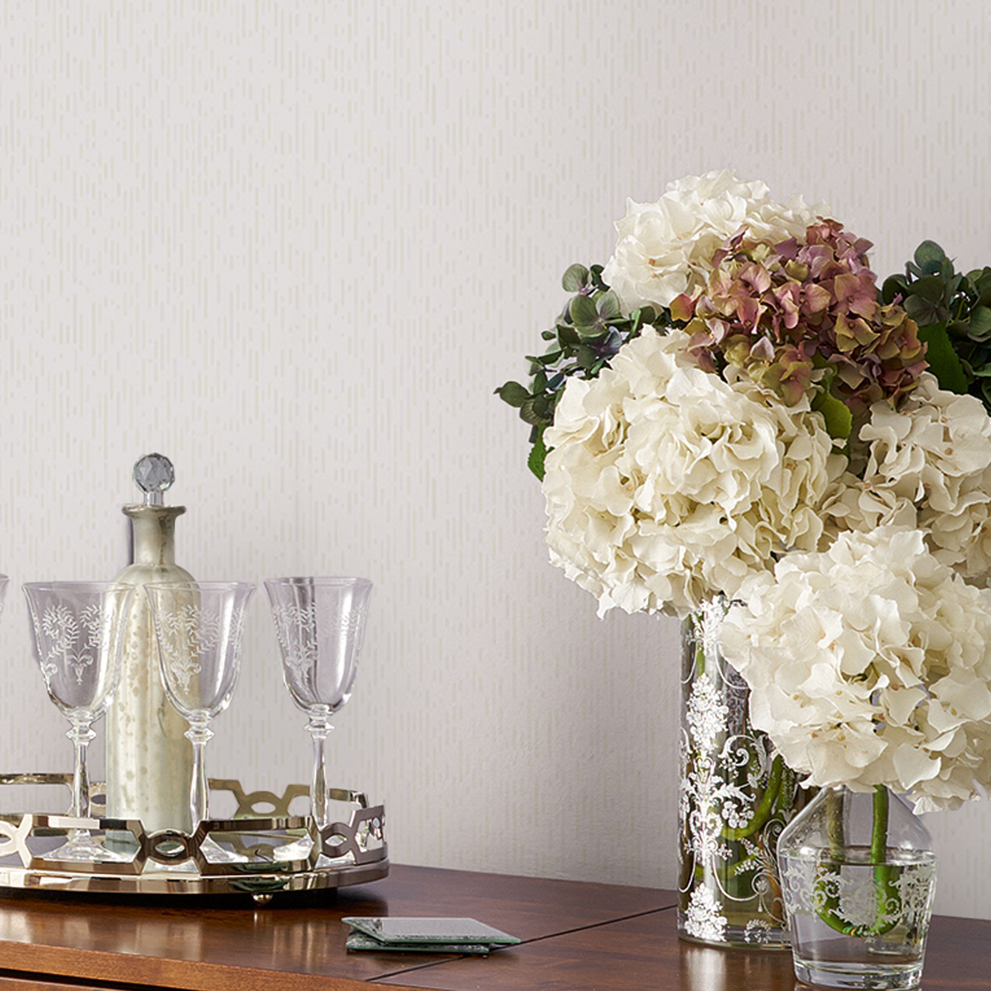 Laura Ashley Blyth White Stripe Smooth Wallpaper