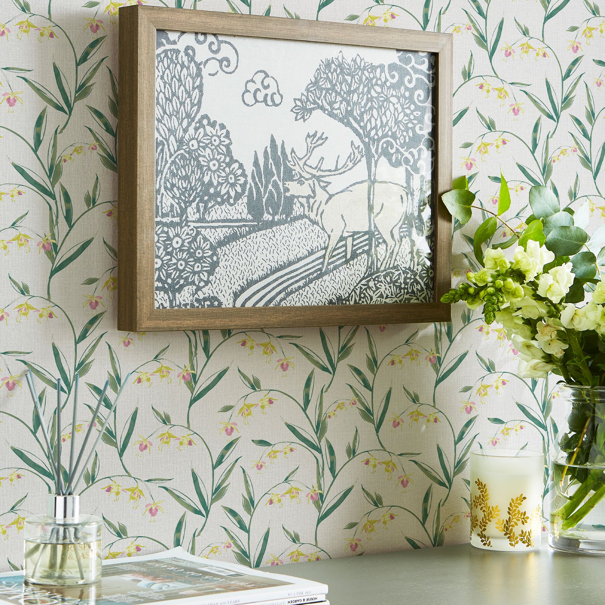 Laura Ashley Botanical Diary Pale Slate Grey Fulwell Fuchsia Smooth Wallpaper