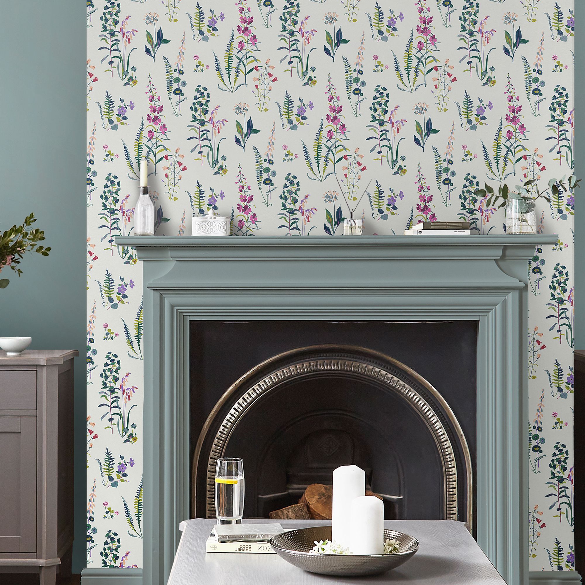 Laura Ashley Botanical Diary Violet Meadowvale Sprigs Smooth Wallpaper