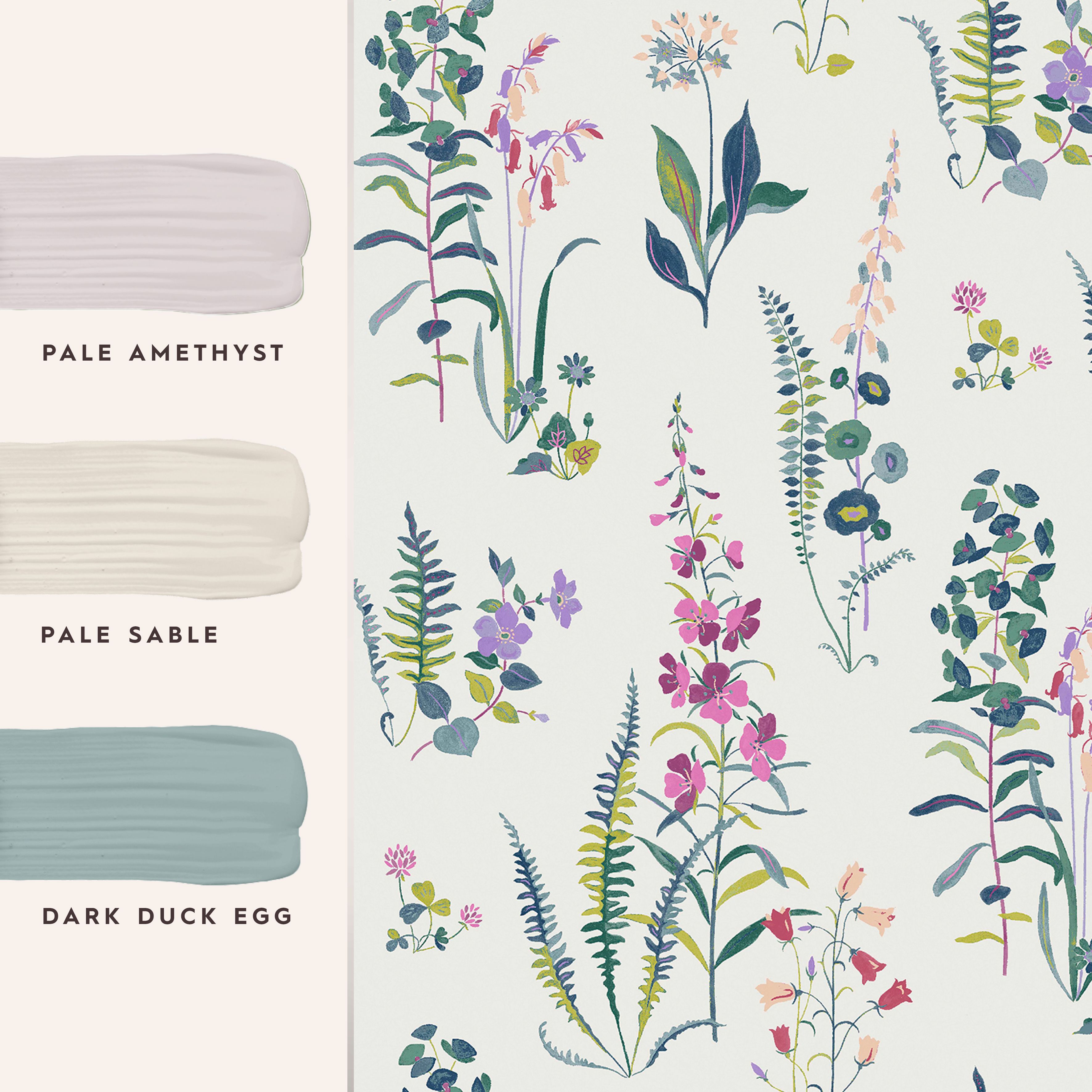 Laura Ashley Botanical Diary Violet Meadowvale Sprigs Smooth Wallpaper