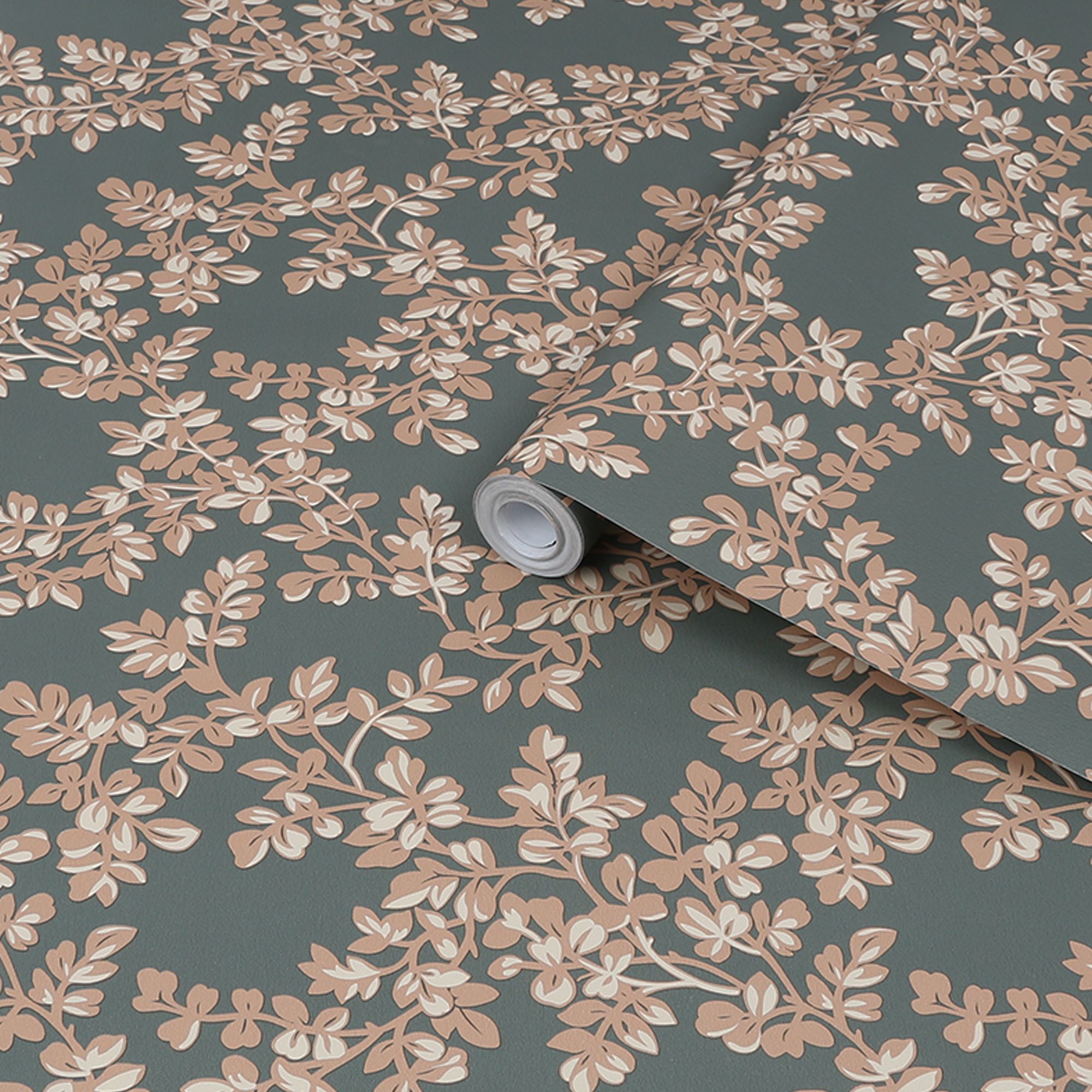 Laura Ashley Burnham Fern Trail Smooth Wallpaper Sample | Tradepoint