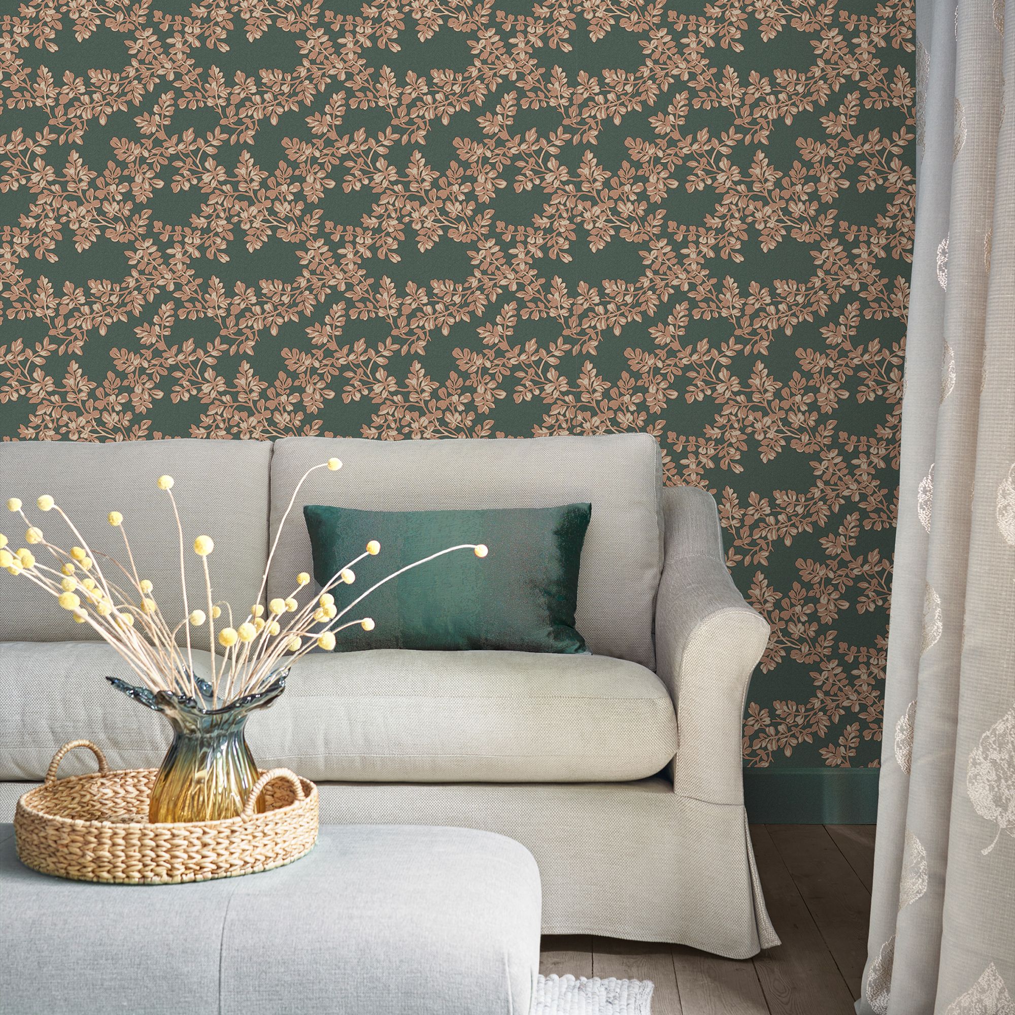 Laura Ashley Burnham Fern Trail Smooth Wallpaper Sample