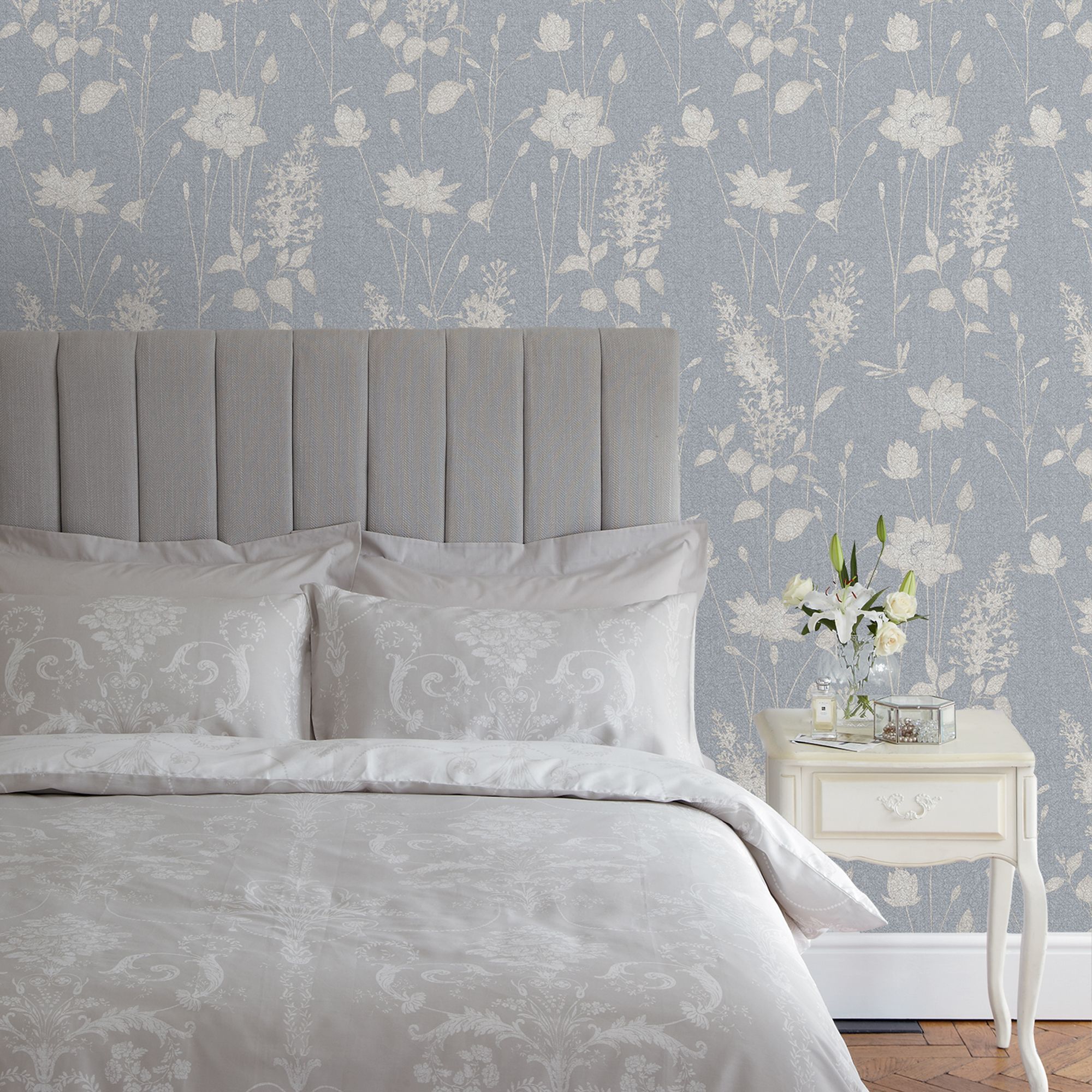 Laura Ashley Chalk blue Dragonfly garden Smooth Wallpaper Sample