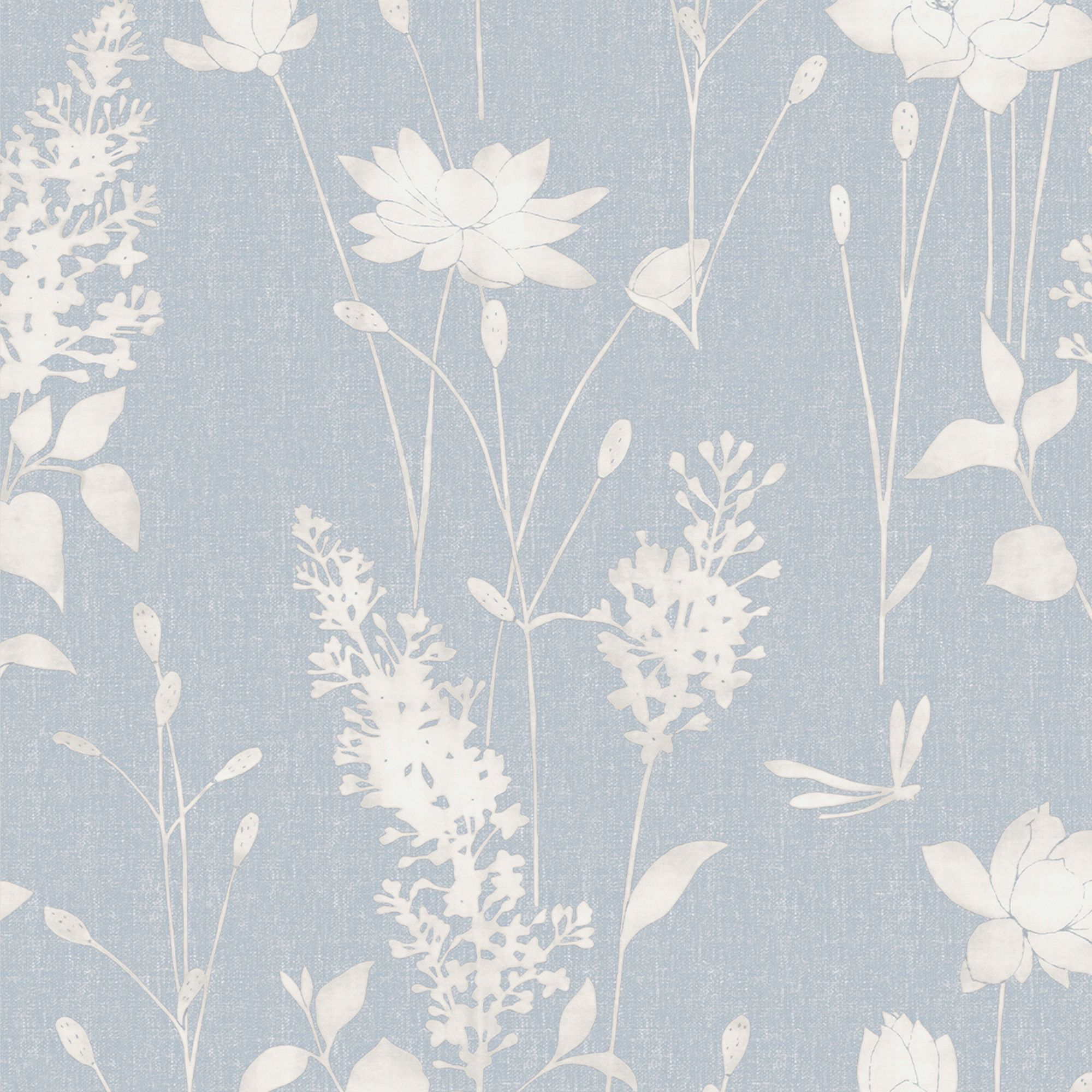 Laura Ashley Chalk blue Dragonfly garden Smooth Wallpaper Sample
